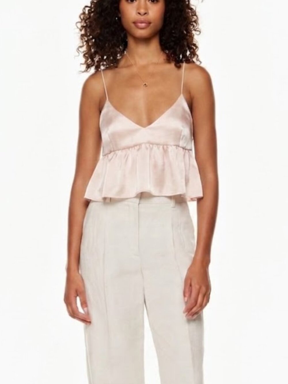 Aritzia Pale Pink Satin Lover Camisole Babydoll Tank Top in size Small - Picture 6 of 6